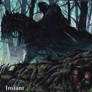 Clever Concealment altered art, with (roughly) a scene from Peter Jackson's film version of The Lord of the Rings. Painted in Acrylics.